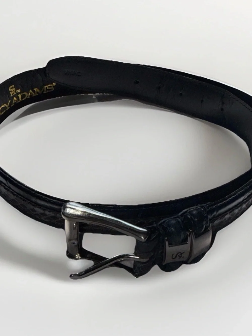 Stacy Adam’s Navy Blue Leather Exotic Textured Snakeskin Inlay Men's Belt